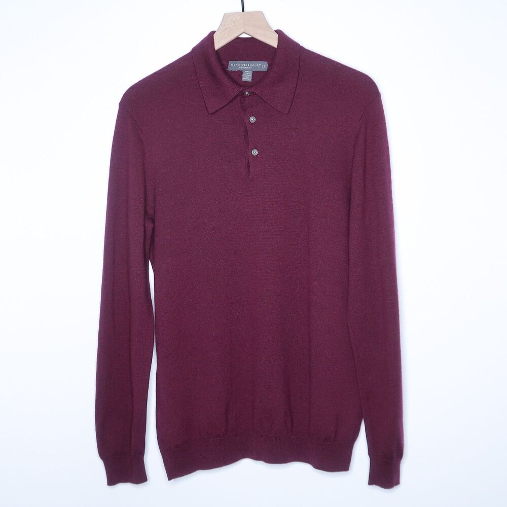 Men's Warehouse Modern Fit Sweater‎ Size LT Large Tall Purple Merino Wool